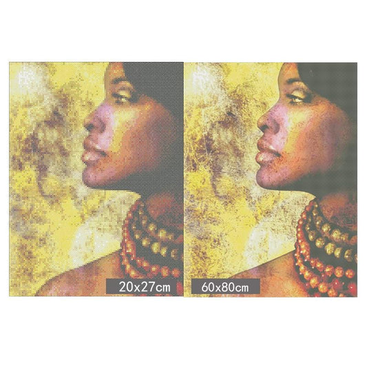 Amazello decoration 5D Diamond Painting Side Profile African woman **Round Drills Only**