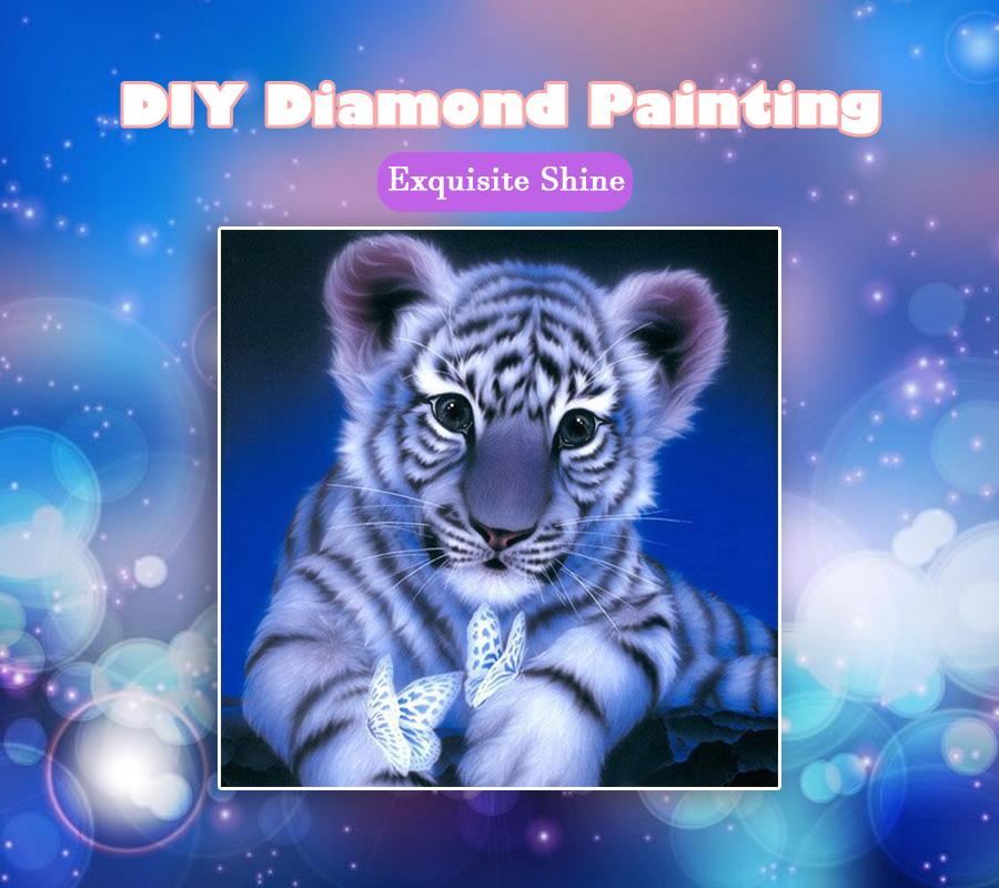 Amazello home decor 5D Diamond Painting Tiger and Butterfly