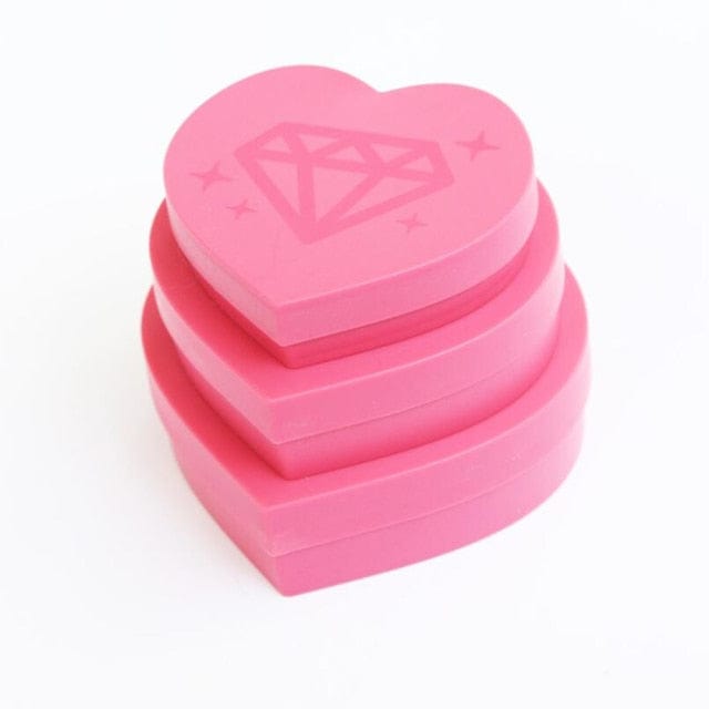 Amazello accessories 3Pcs-Pink 5D Diamond Painting Tool Heart-Shaped Diamond Tray Box large-Capacity