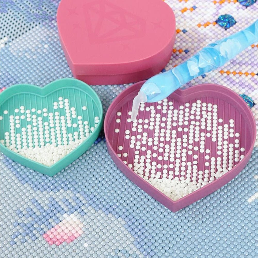 Amazello accessories 5D Diamond Painting Tool Heart-Shaped Diamond Tray Box large-Capacity