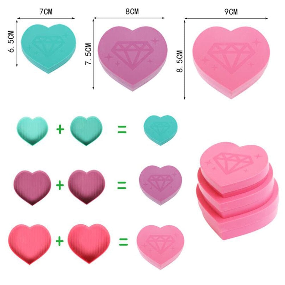 Amazello accessories 5D Diamond Painting Tool Heart-Shaped Diamond Tray Box large-Capacity