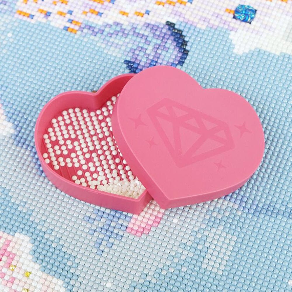 Amazello accessories 5D Diamond Painting Tool Heart-Shaped Diamond Tray Box large-Capacity