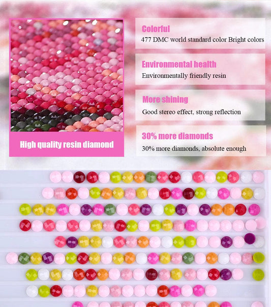 Amazello Art & Craft Kits 5D Diamond Painting Unicorn with Pink Butterflies