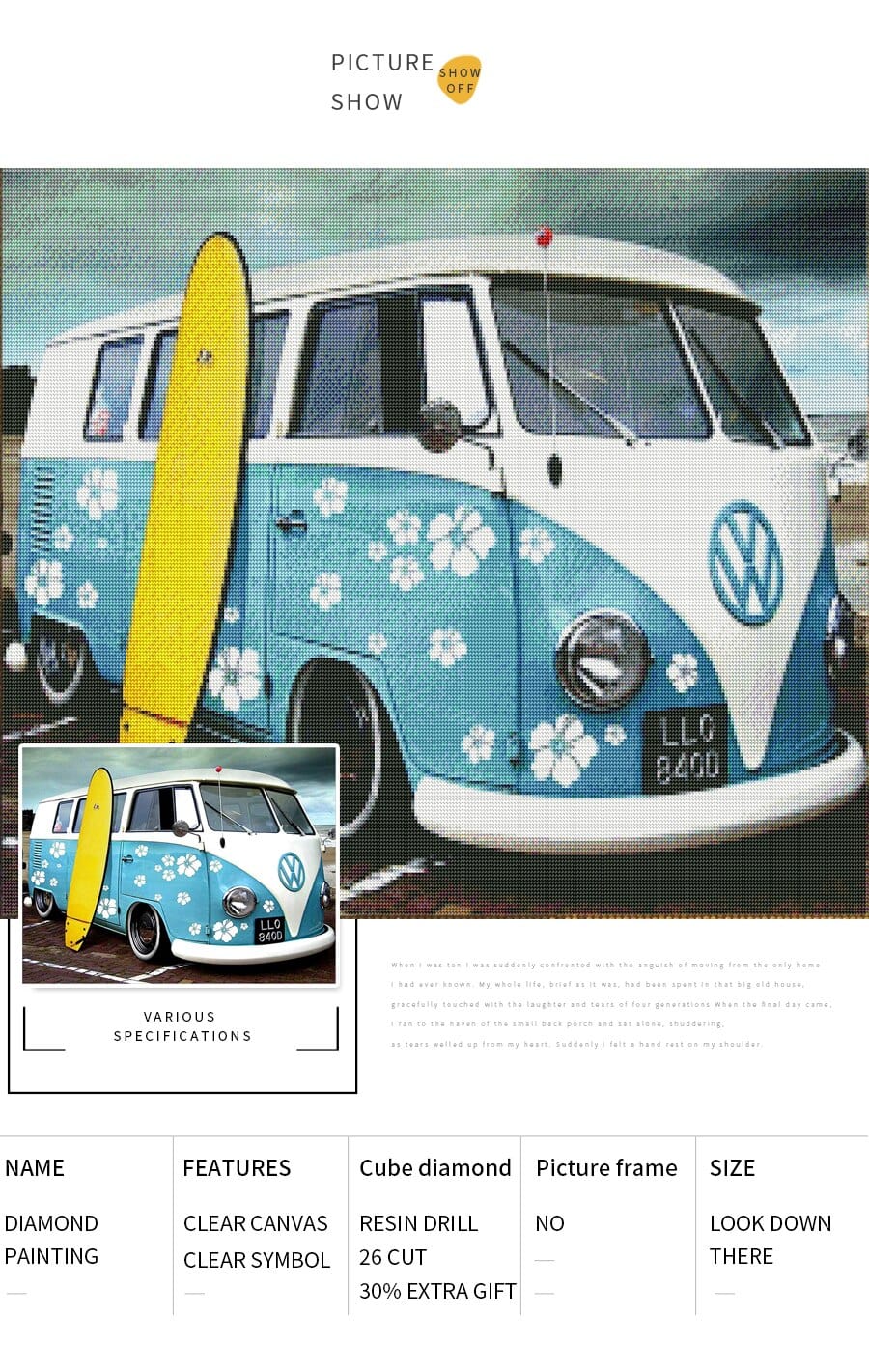 Amazello Art & Craft Kits 5D Diamond Painting VW