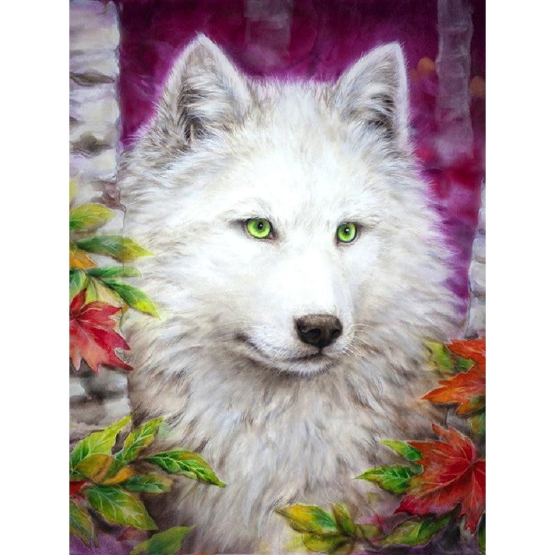 Amazello home decor 5D Diamond Painting White Wolf
