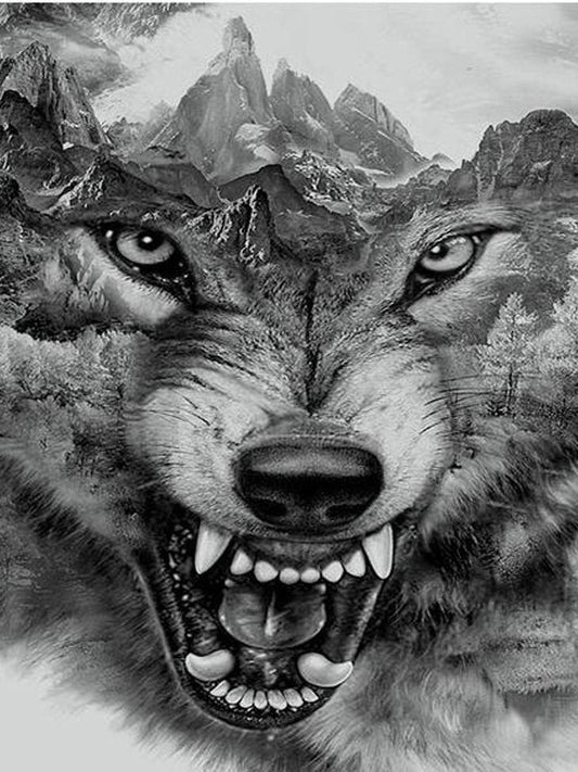 Amazello home decor 5D Diamond Painting Wild Wolf