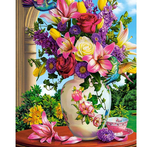 Amazello Art & Craft Kits Square Drill 20x30cm 5D Diamond Paintings Humming Birds and Flowers