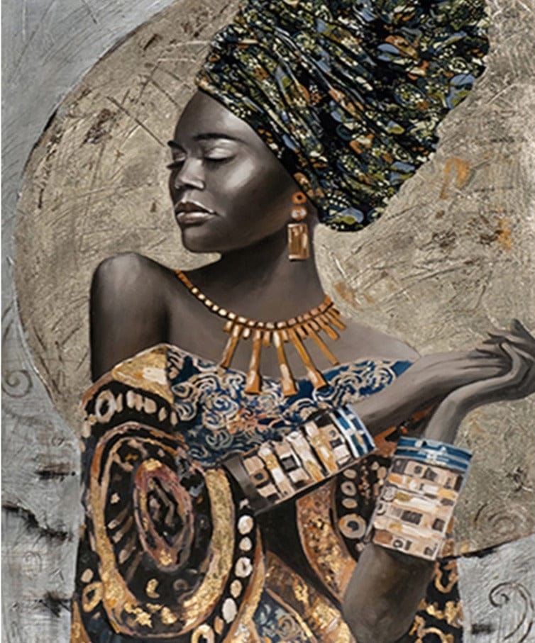 Amazello Art & Craft Kits Square Drill 20x30cm 5D Diamond Painting African Woman by the Moon