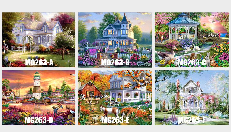 Amazello home decor 5D Diamond Painting Victorian Homes