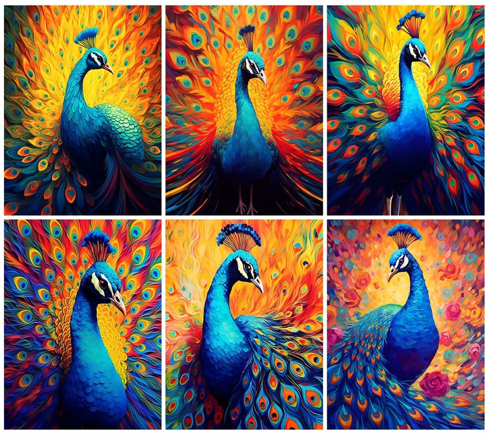 5D Diamond Painting Fire Peacock