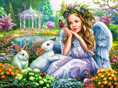 5D Diamond Painting Little Angel Girl in the Garden