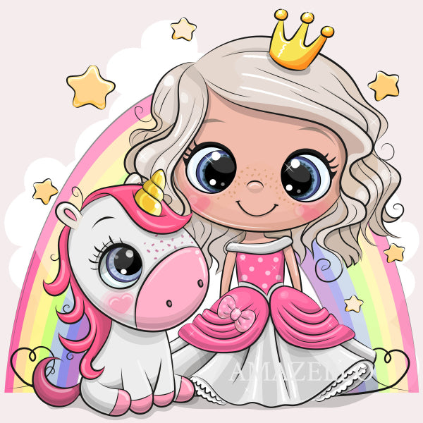 5D Diamond Painting Princess and her Unicorn