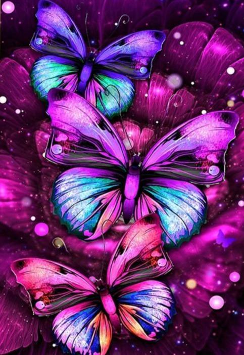 5D Diamond Painting Beautiful Purple Butterflies
