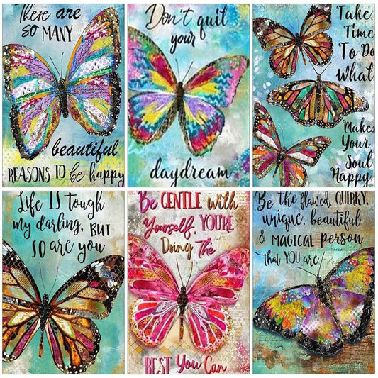 Amazello decoration Paint by Numbers Butterfly Message