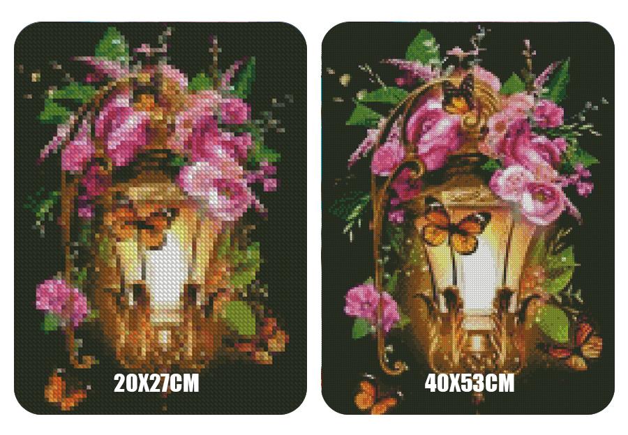 Amazello home decor 5D Diamond Painting Retro Flower Light