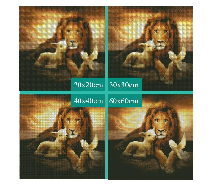 Amazello home decor 5D Diamond Painting Lion and Sheep