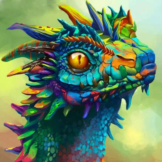 Amazello home decor 5D Diamond Painting Rainbow Dragon