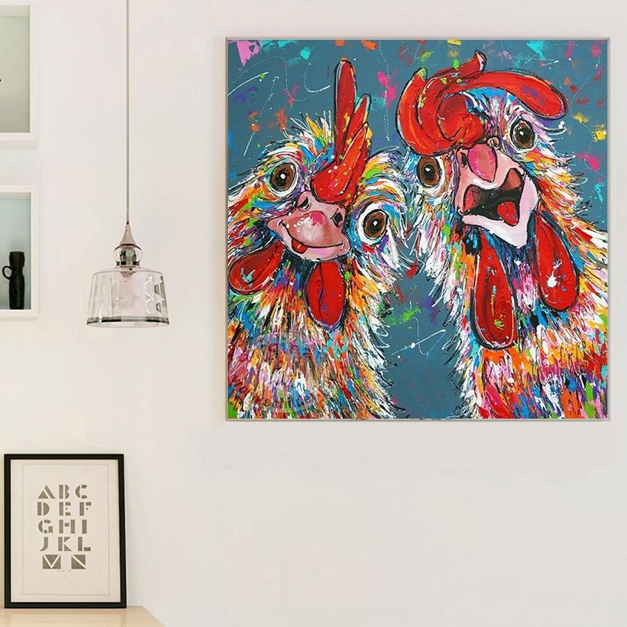 Amazello home decor 5D Diamond Painting Two Crazy Roosters