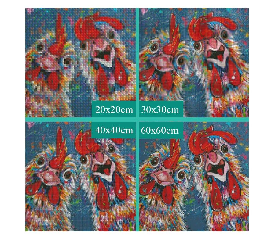 Amazello home decor 5D Diamond Painting Two Crazy Roosters