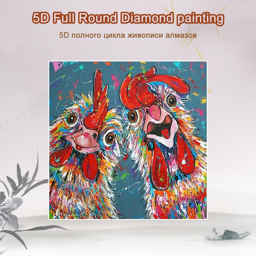 Amazello home decor 5D Diamond Painting Two Crazy Roosters