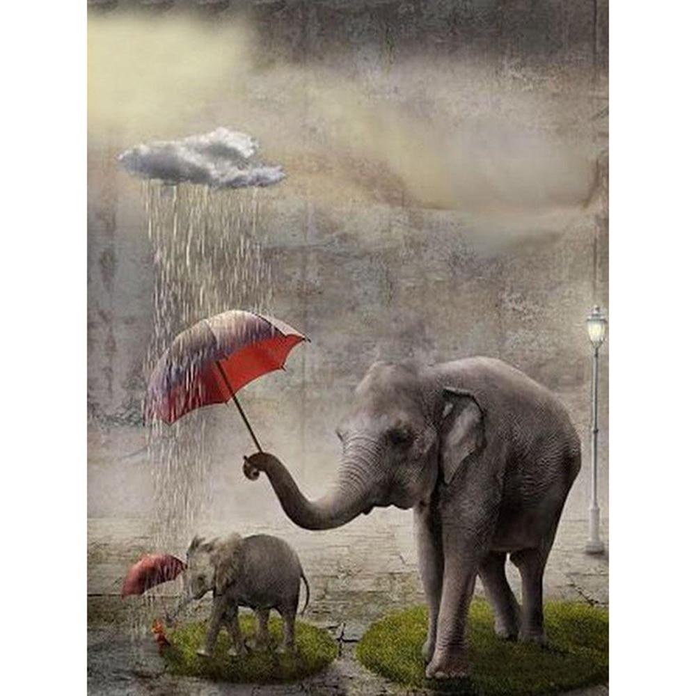 Amazello home decor 5D Diamond Painting Elephant in the Rain