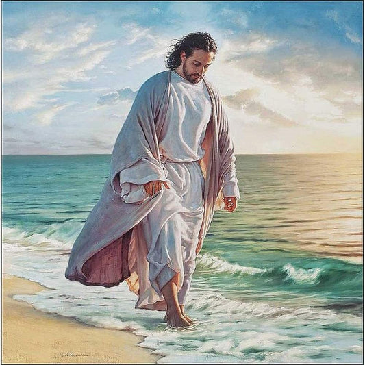 Amazello home decor 5D Diamond Painting Jesus in the Seaside