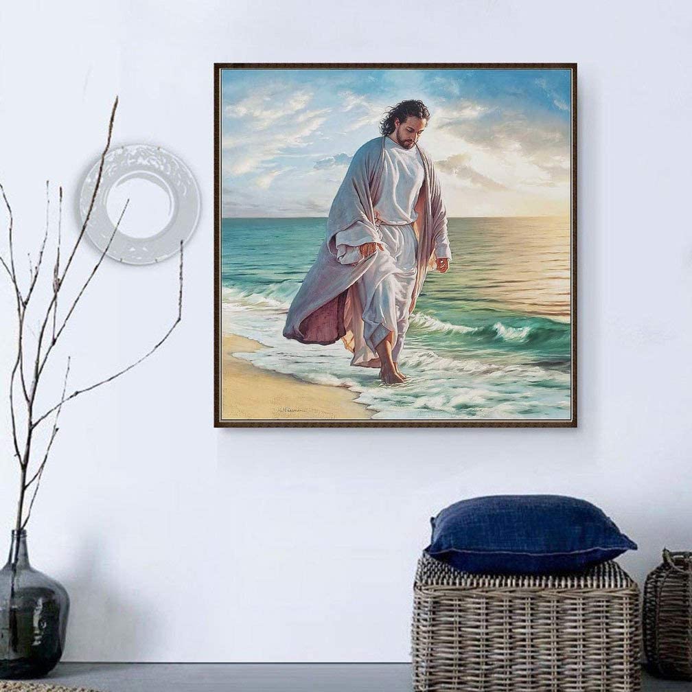 Amazello home decor 5D Diamond Painting Jesus in the Seaside