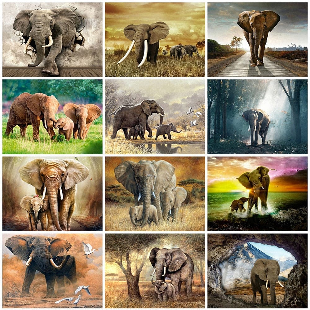 Amazello decoration 5D Diamond Painting Elephant Mini Collection