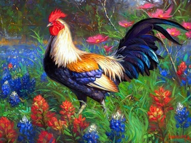 Amazello decoration FA4197 / 20x25cm 5D Diamond Painting Roosters, Hens, and Chicks Mini Collection