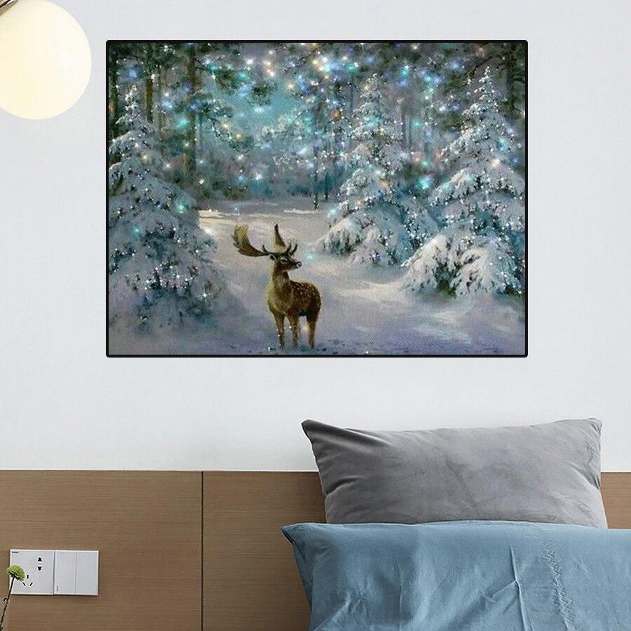 Amazello decoration 5D Diamond Painting Snow Christmas Deer **Round Drills Only**