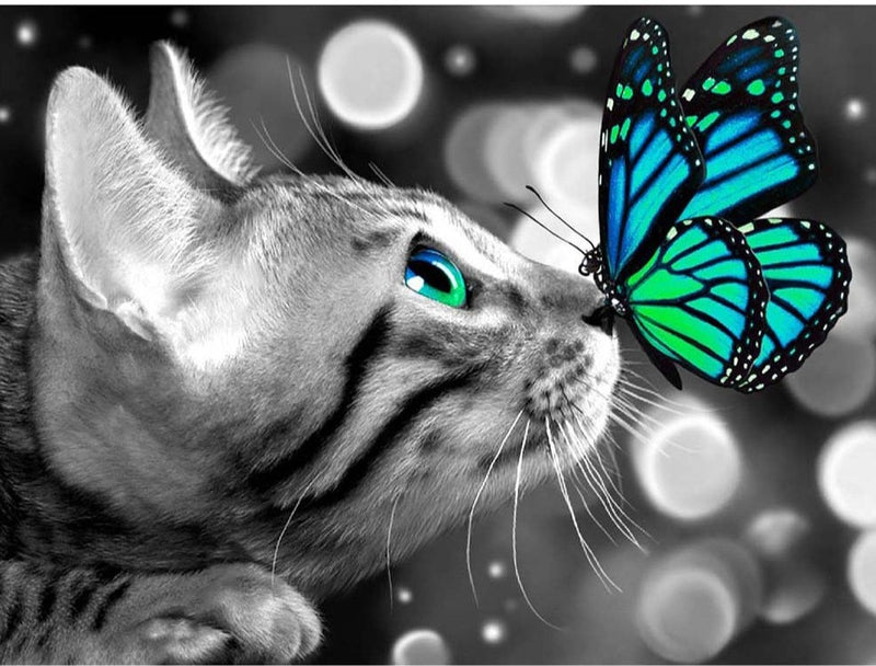 5D Diamond Painting The Cat and Her Butterfly