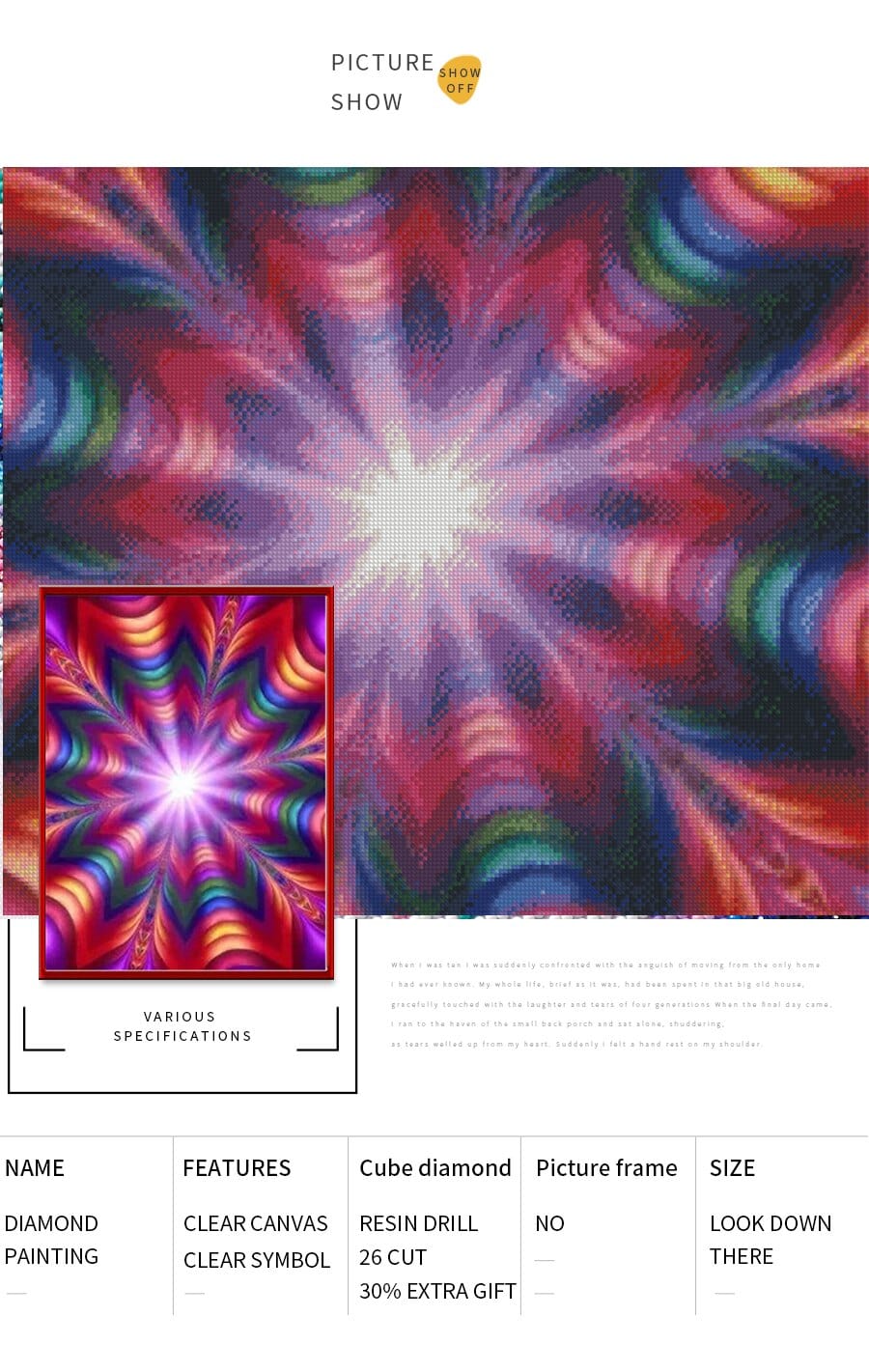 Amazello decoration 5D Diamond Painting Rainbow Star Abstract ** Round Drills Only**