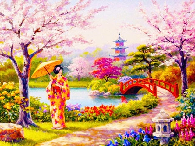 Amazello decoration 7027 / Square Drill 30x20cm 5D Diamond Painting Japanese Garden