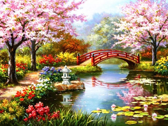 Amazello decoration 7029 / Square Drill 30x20cm 5D Diamond Painting Japanese Garden