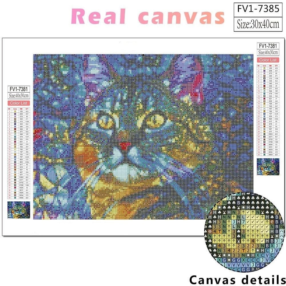 Amazello decoration 5D Diamond Painting Stained Glass Cat Face