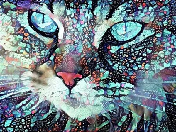 Amazello decoration 7383 / Full Square 20X30cm 5D Diamond Painting Stained Glass Cat Face