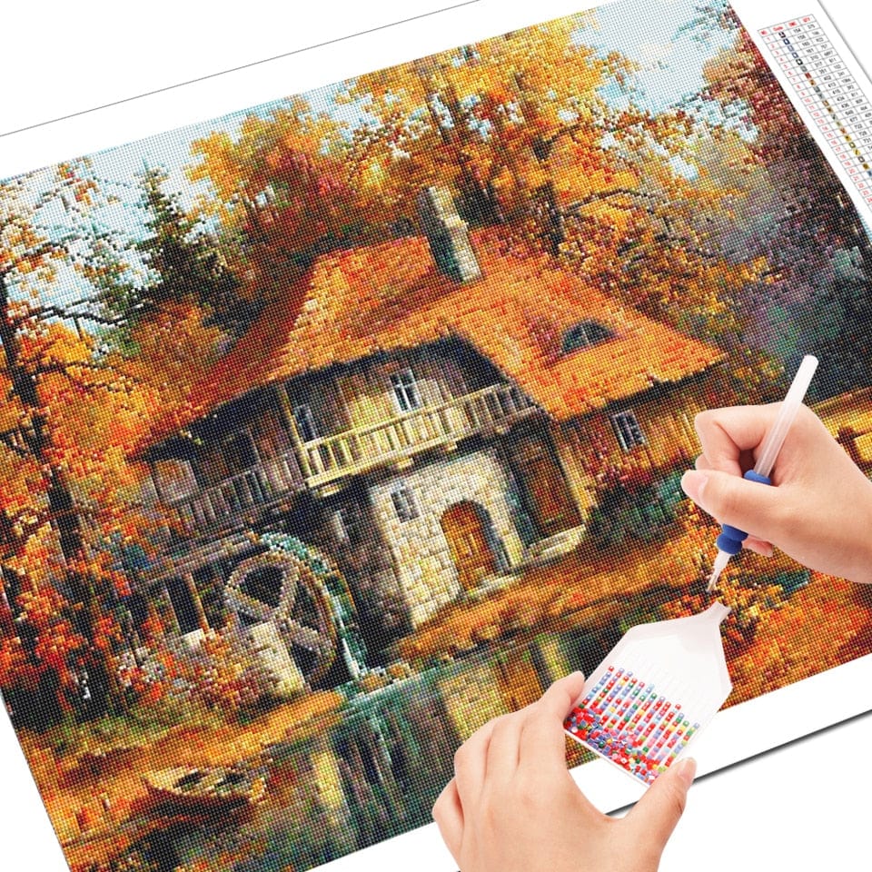 Amazello decoration 5D Diamond Painting Wheelhouse in the Fall Mini Collection