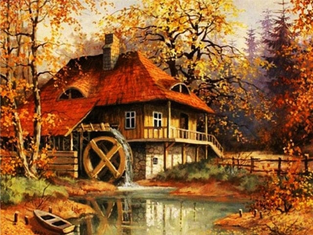 Amazello decoration 1938 / Square Drill 30x20cm 5D Diamond Painting Wheelhouse in the Fall Mini Collection