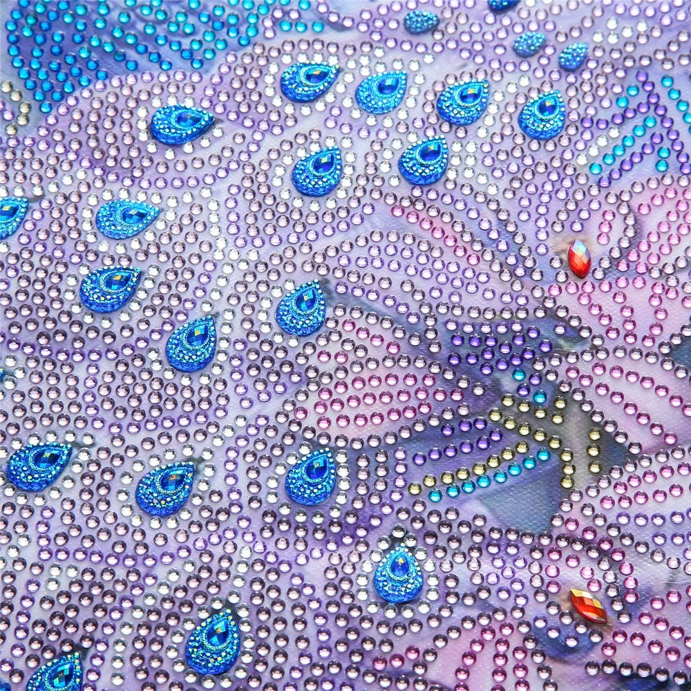 5D Diamond Painting Sparkling Peacock Pair Partial Drill