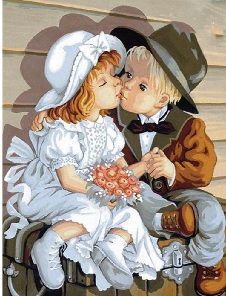 Amazello decoration 5D Diamond Painting Little Boy and Girl Couple