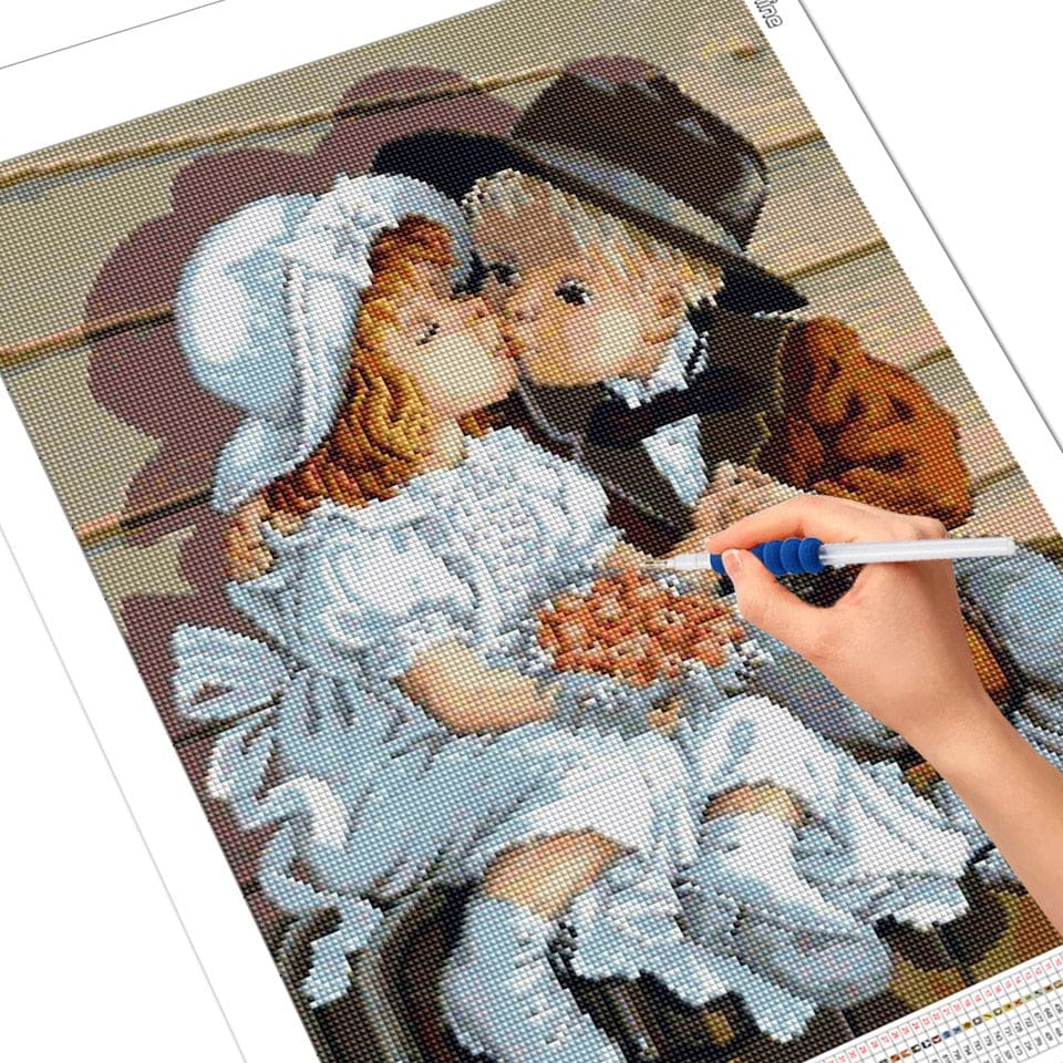 Amazello decoration 5D Diamond Painting Little Boy and Girl Couple