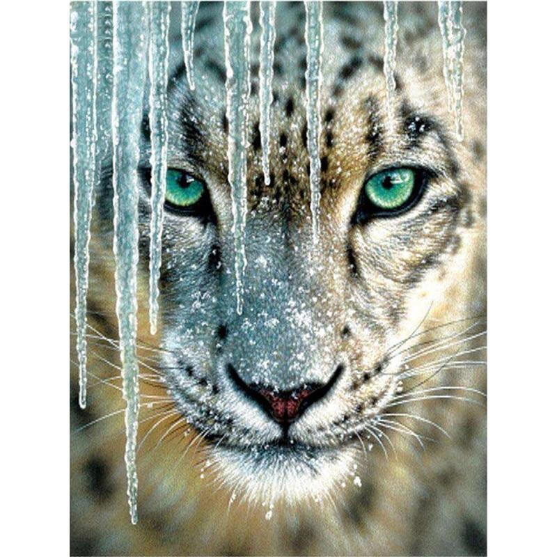 Amazello home decor 5D Diamond Painting Ice Leopard