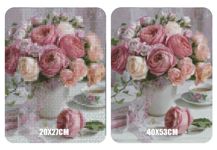 Amazello home decor 5D Diamond Painting Peony & Tea **Round Drills Only**