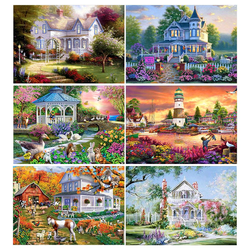 Amazello home decor 5D Diamond Painting Victorian Homes