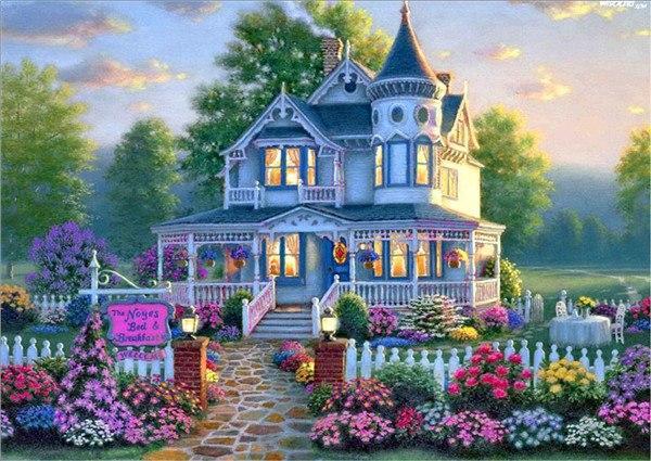 Amazello home decor B / 20x27cm 5D Diamond Painting Victorian Homes