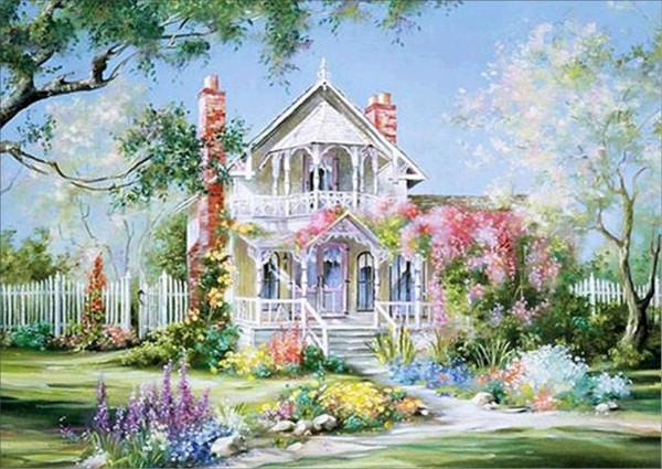 Amazello home decor F / 20x27cm 5D Diamond Painting Victorian Homes