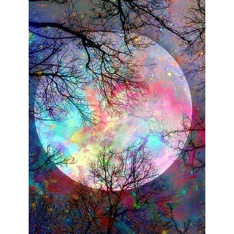 Amazello home decor 5D Diamond Painting Forest Moonlight