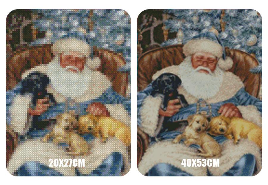 Amazello home decor 5D Diamond Painting Santa Claus and Puppy