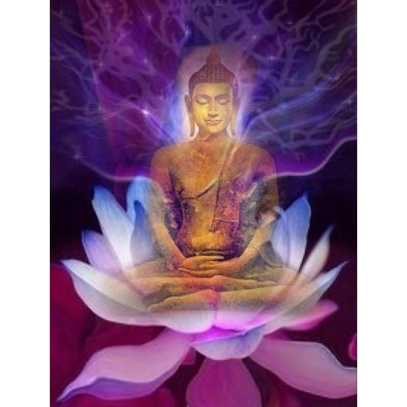 Amazello home decor 5D Diamond Painting Purple Lotus Buddha