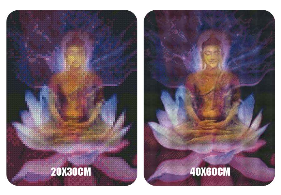 Amazello home decor 5D Diamond Painting Purple Lotus Buddha